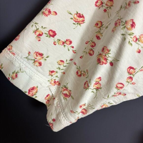 Vintage 90's Cacique 100% Cotton White Rose Floral Belted Tie Robe Size M/L - Picture 6 of 15